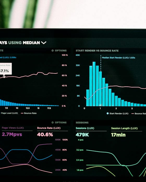 Performance analytics on a laptop screen